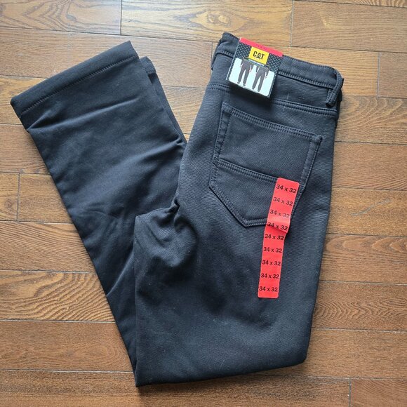 CAT Caterpillar Black canvas fleece lined work pants size 34X32 - Picture 1 of 7